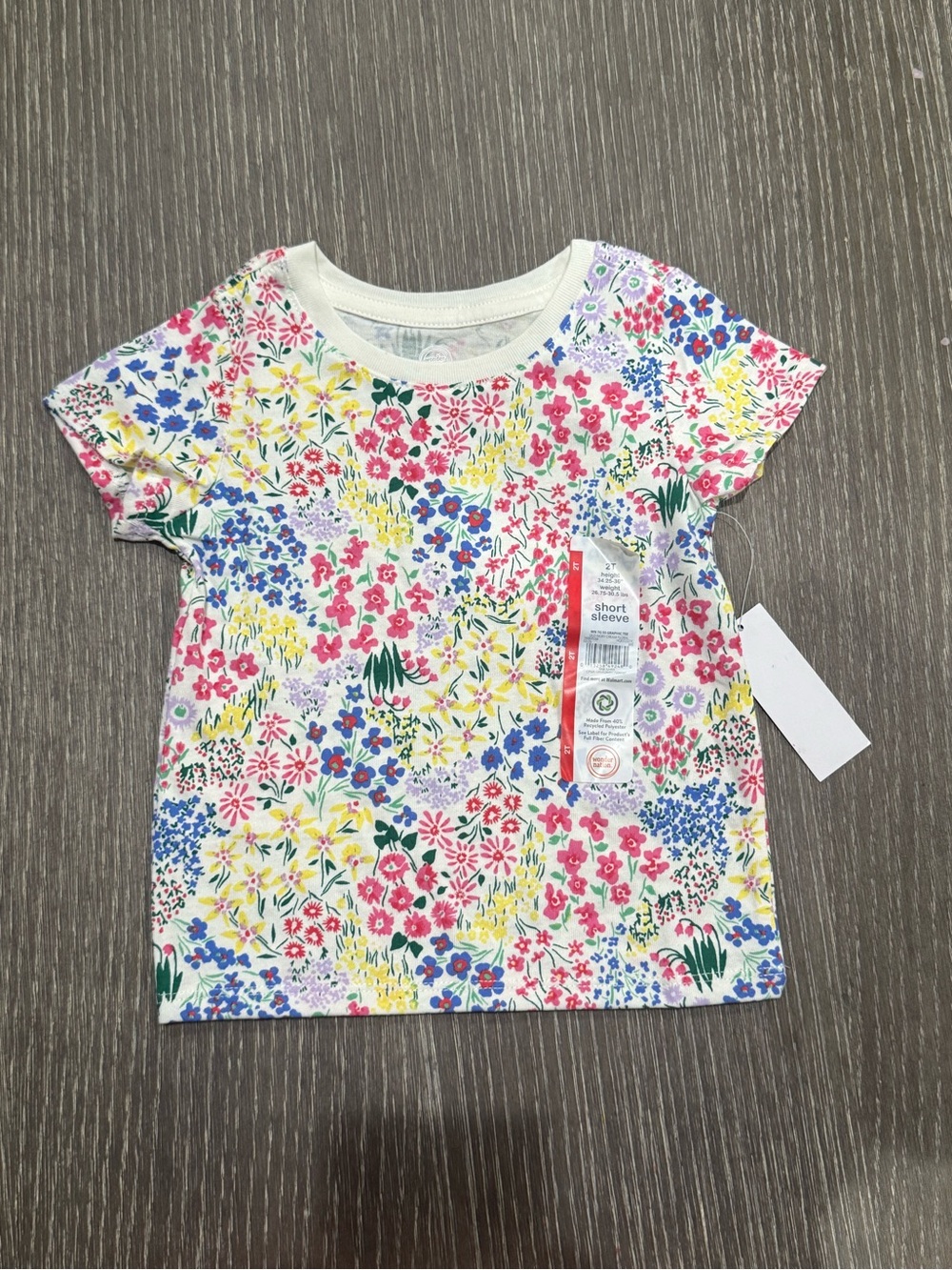 NWT Size 2T Wonder Nation Kids Short Sleeve Floral Tee